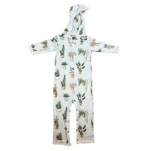 Milkbarn Potted Plants Print Hooded Romper, 12-18 months
